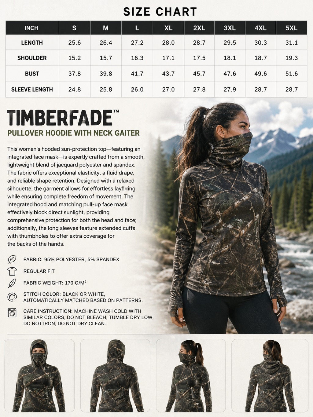 Timberfade™ Pullover Hoodie With Neck Gaiter